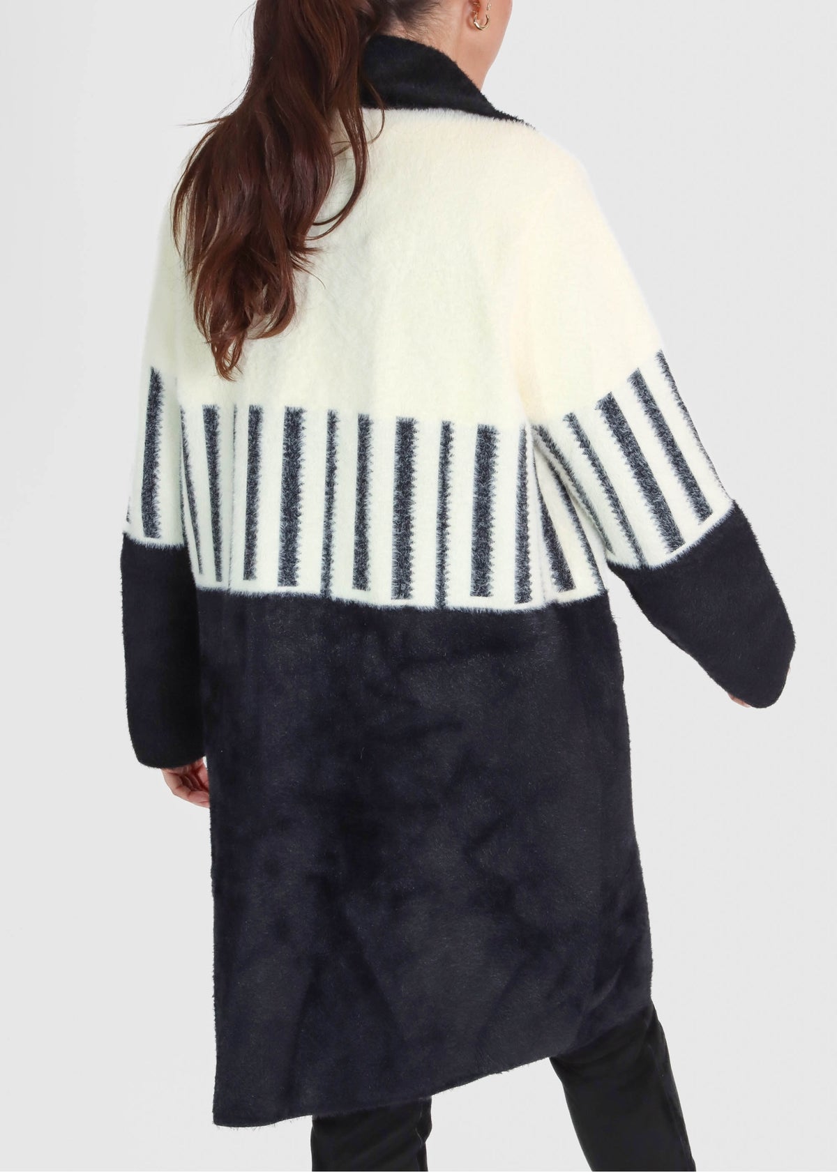 Black & White Colourblock Monochrome Coat
