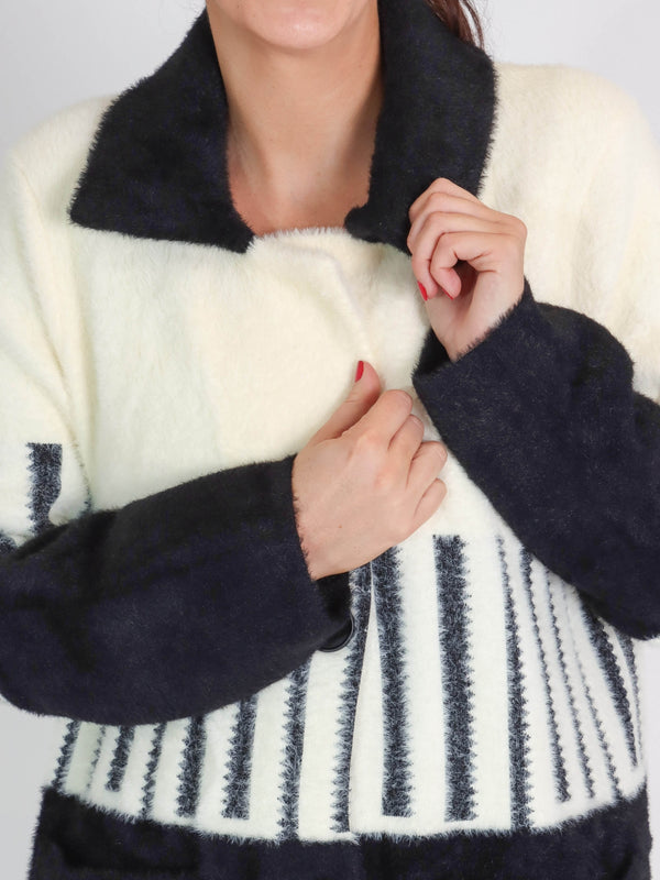 Black & White Colourblock Monochrome Coat