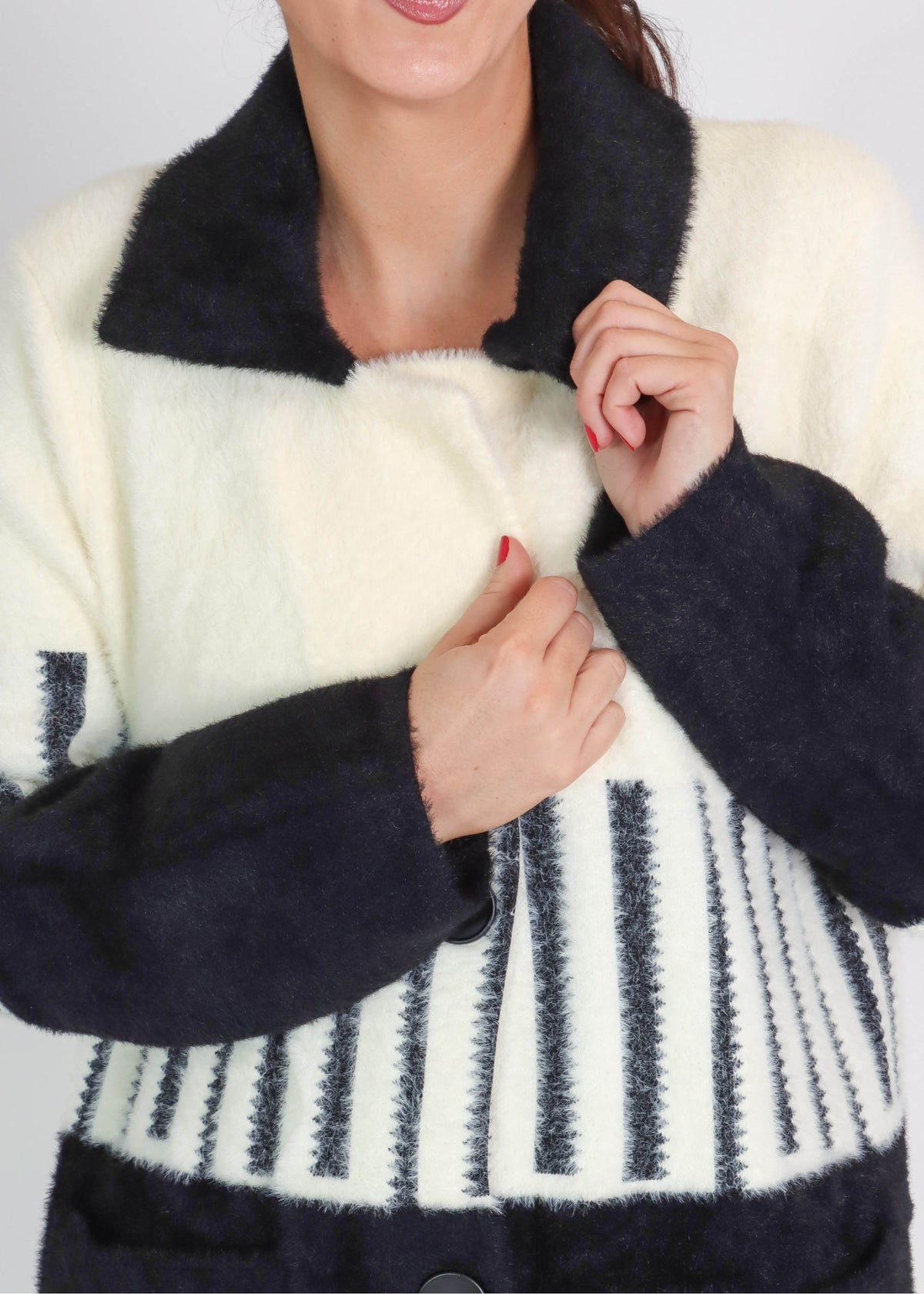 Black & White Colourblock Monochrome Coat