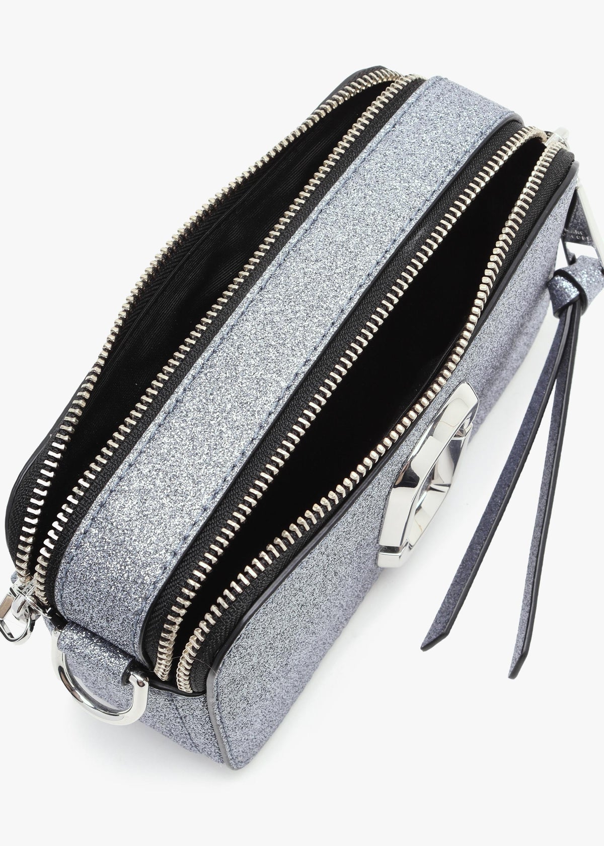 The Snapshot Galactic Glitter Silver Leather Camera Bag