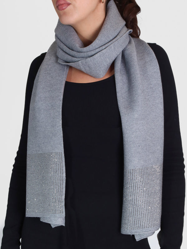 Grey Jewel Embellished Pashmina Scarf