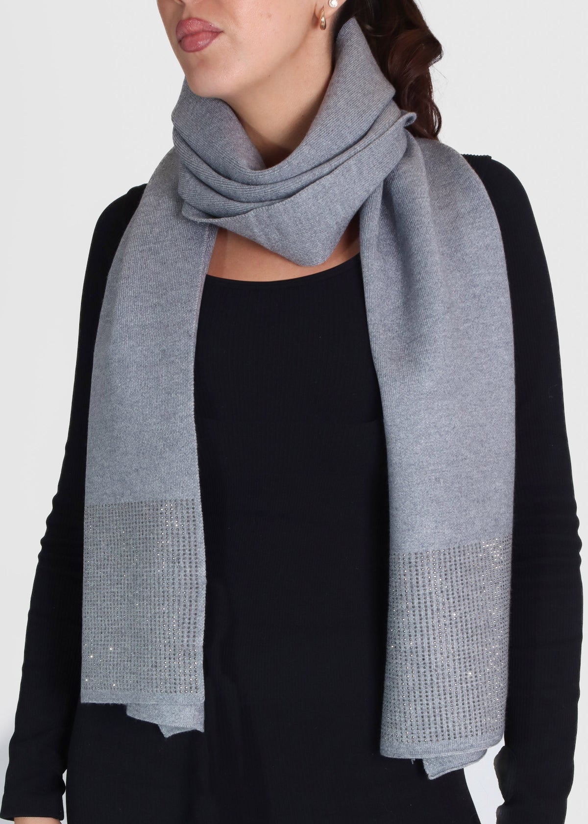 Grey Jewel Embellished Pashmina Scarf