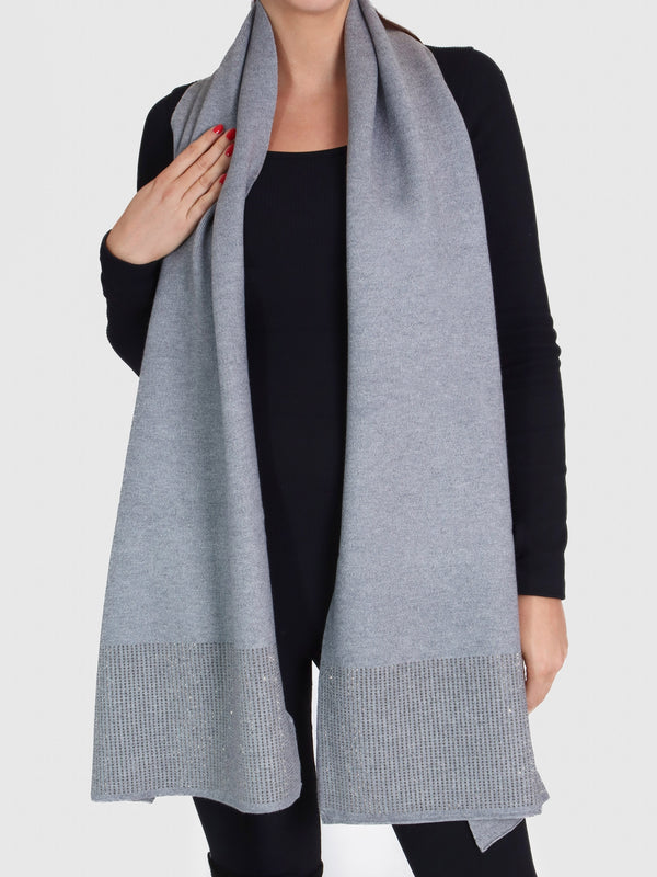 Grey Jewel Embellished Pashmina Scarf