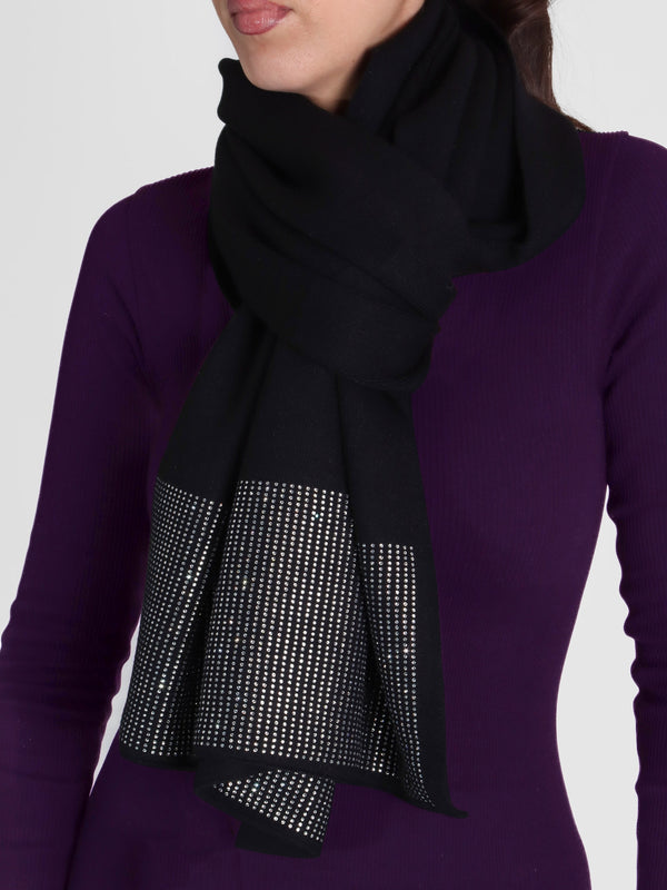 Black Jewel Embellished Pashmina Scarf