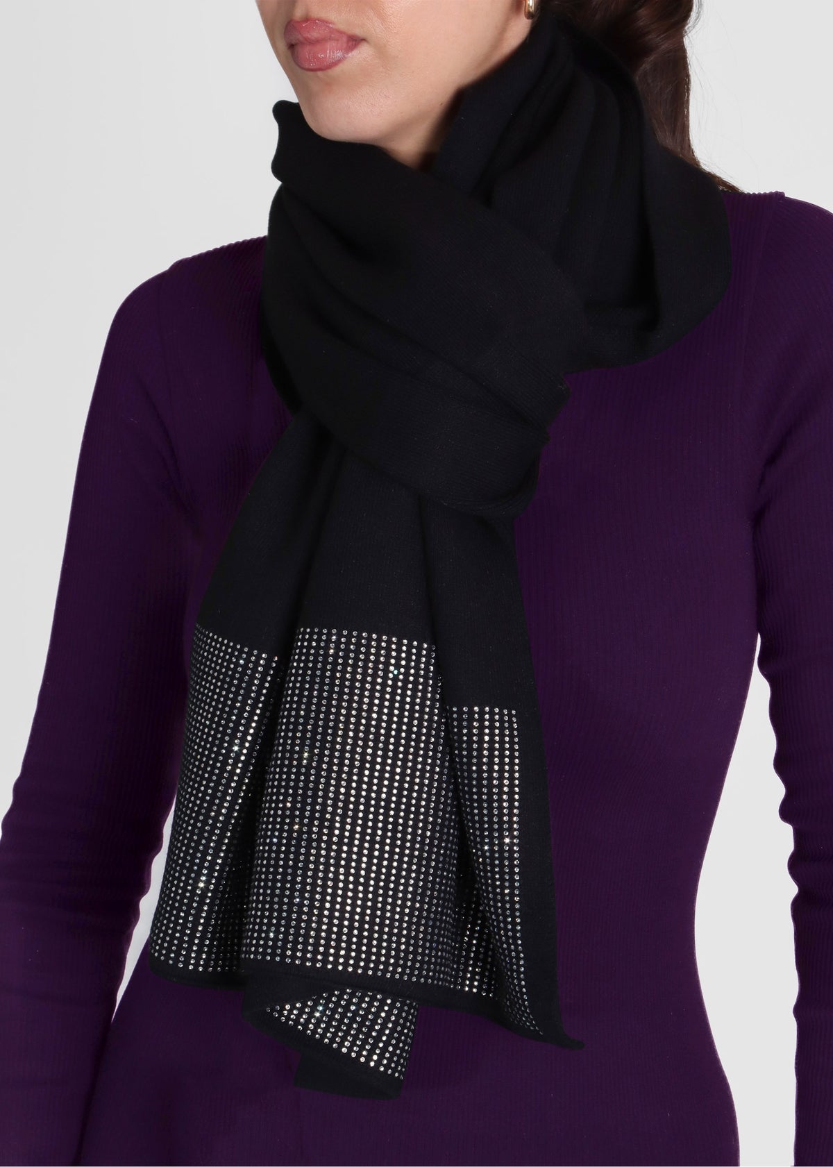 Black Jewel Embellished Pashmina Scarf