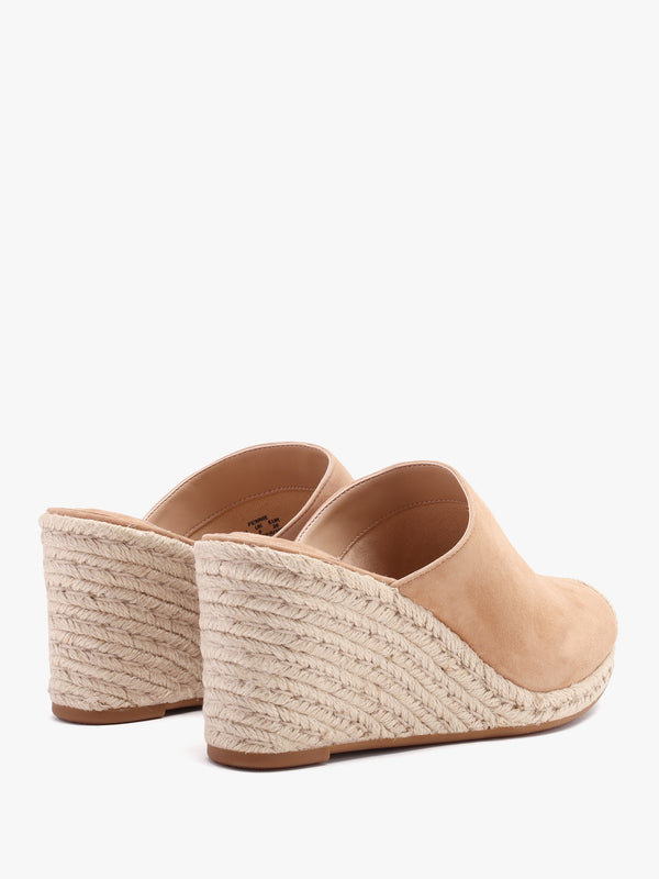 Pennie Camel Suede Blackless Wedge Espadrilles