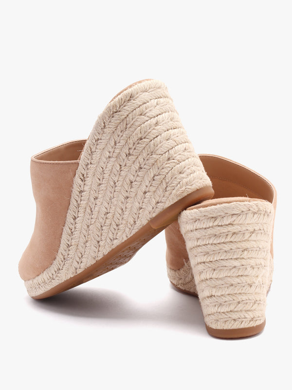 Pennie Camel Suede Blackless Wedge Espadrilles