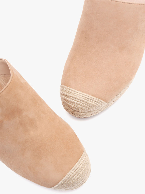 Pennie Camel Suede Blackless Wedge Espadrilles