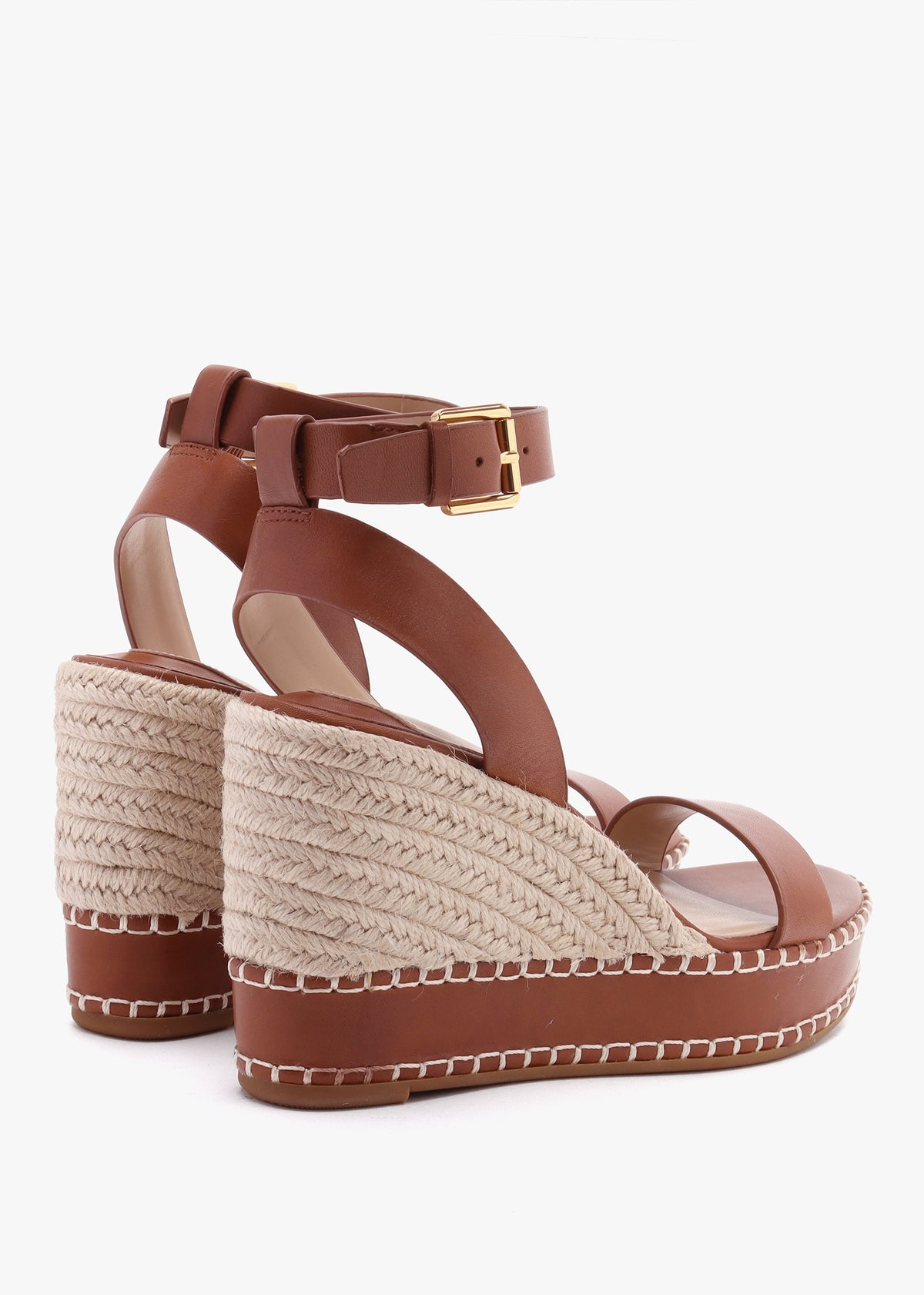 Hilarie Polo Tan Leather Wedge Espadrilles