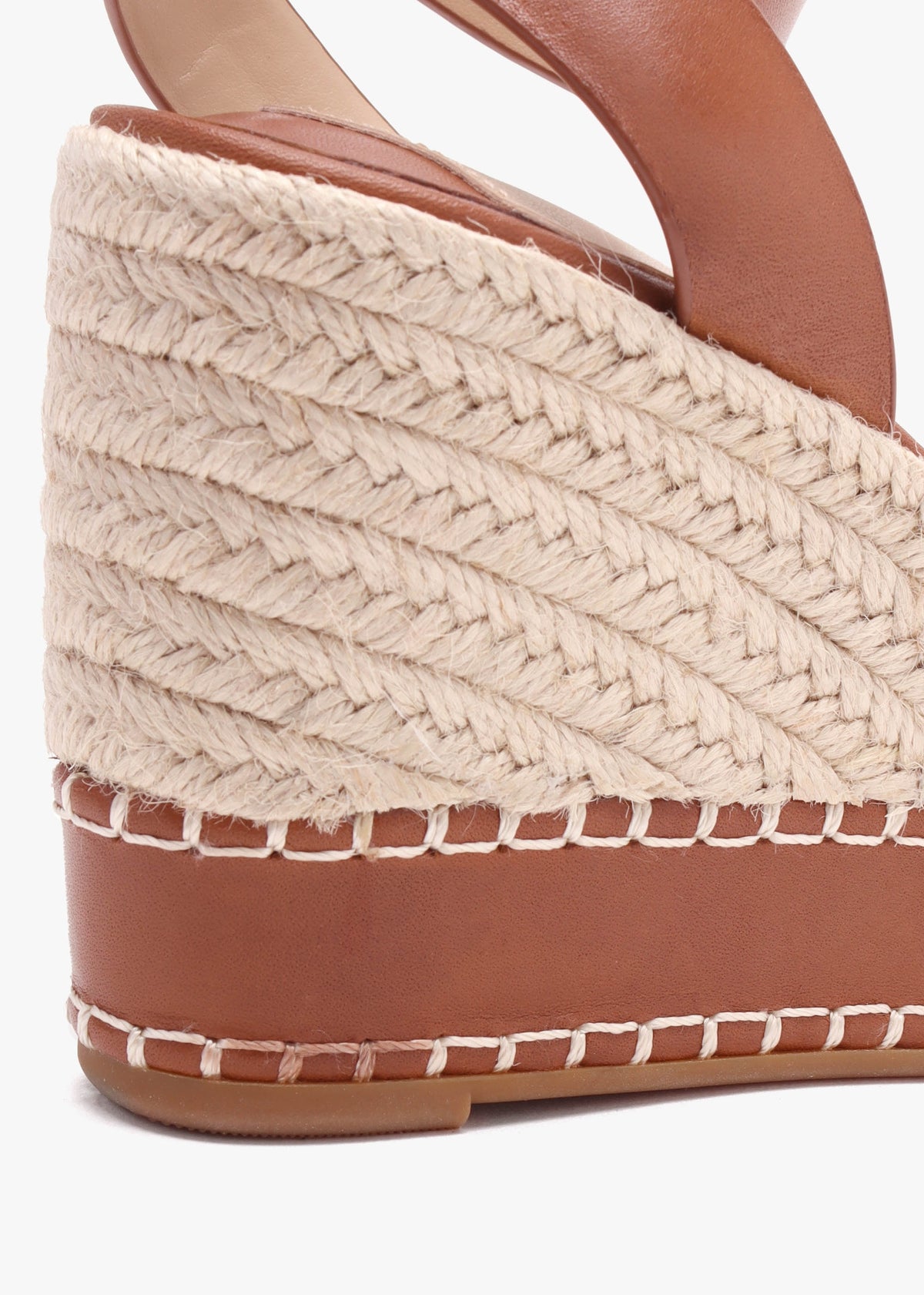Hilarie Polo Tan Leather Wedge Espadrilles