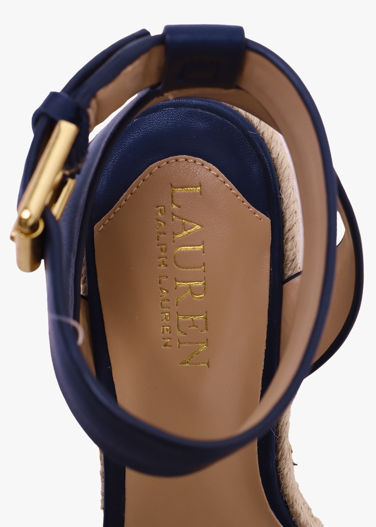 Hilarie Navy Leather Wedge Espadrilles