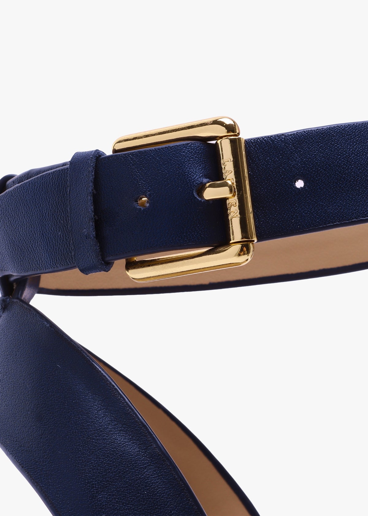 Hilarie Navy Leather Wedge Espadrilles