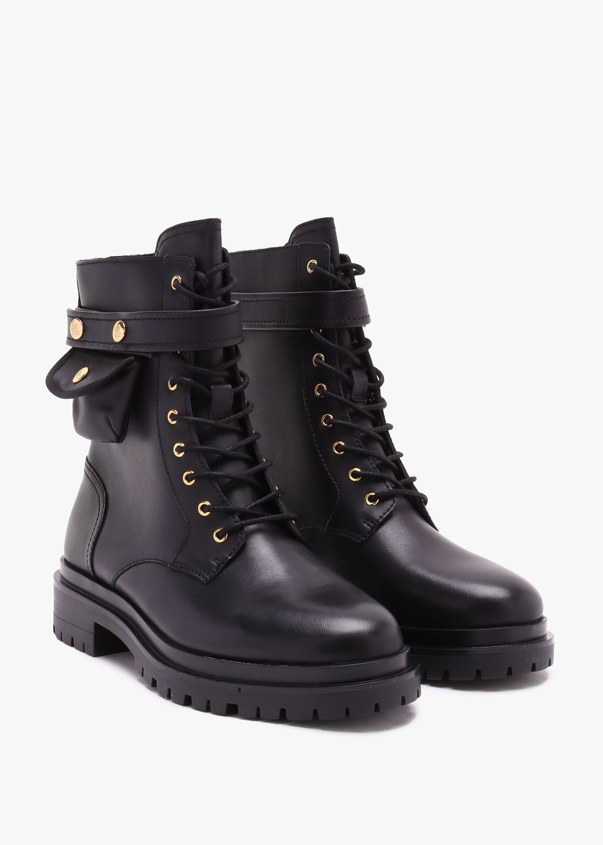 Cammie Black Leather Biker Ankle Boots