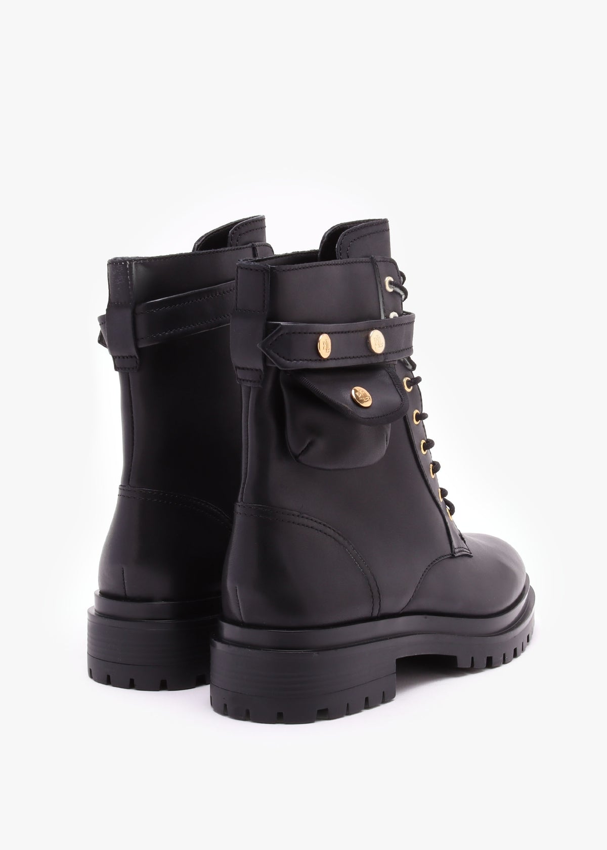 Cammie Black Leather Biker Ankle Boots