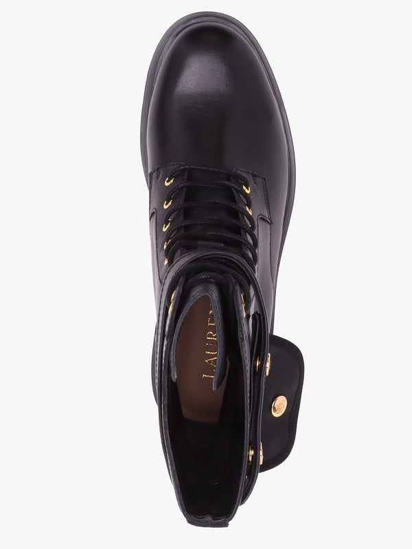 Cammie Black Leather Biker Ankle Boots
