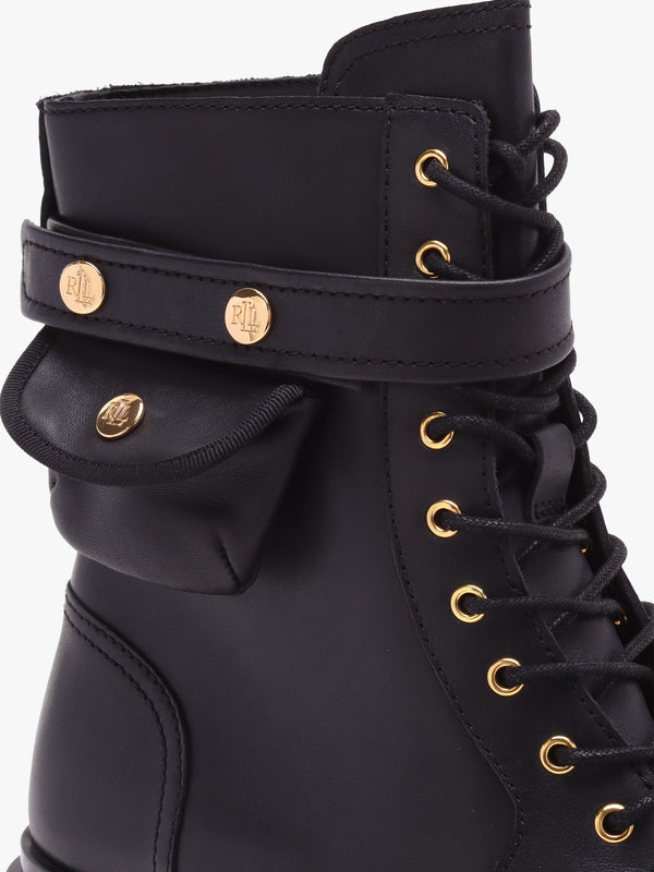 Cammie Black Leather Biker Ankle Boots