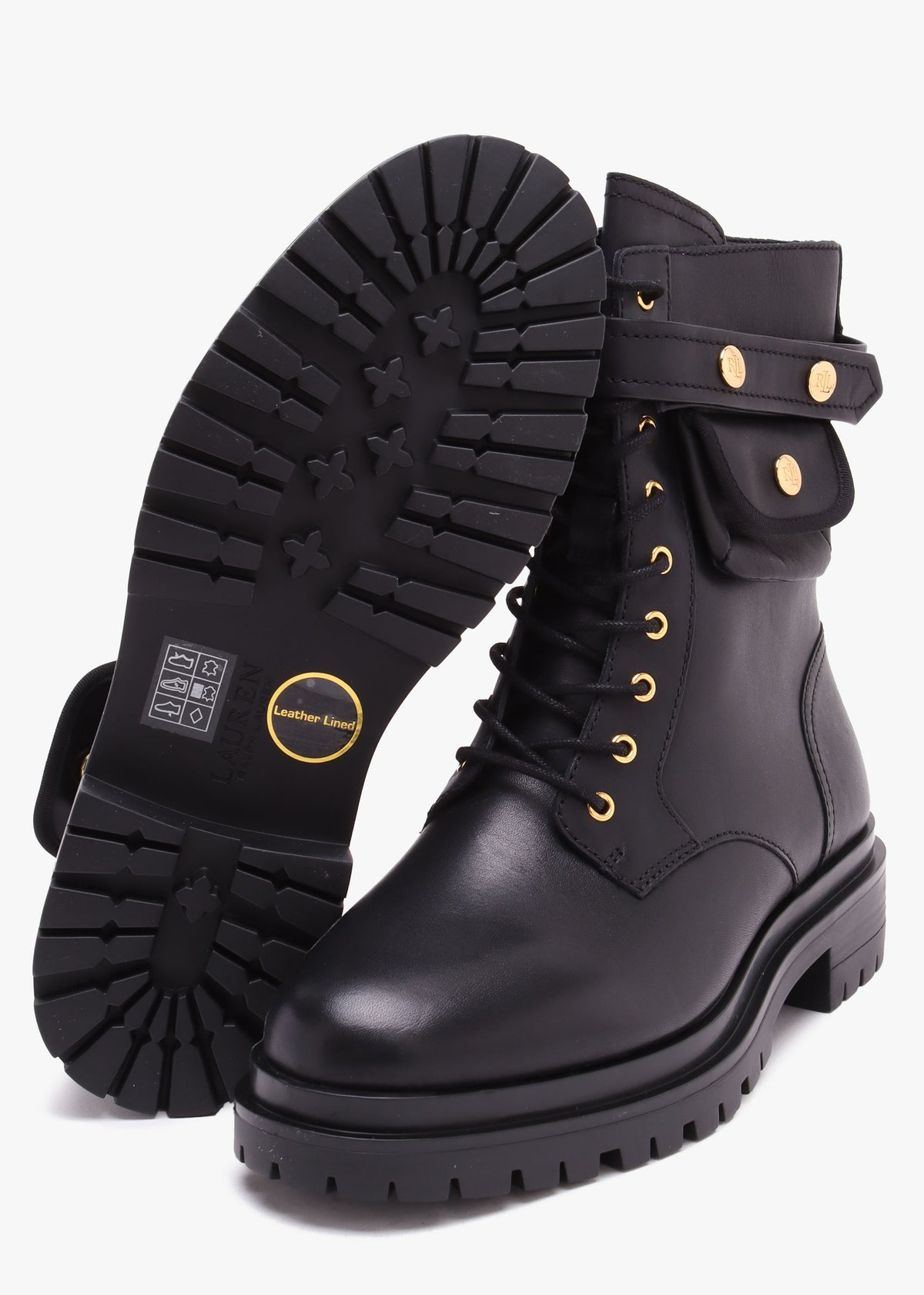 Cammie Black Leather Biker Ankle Boots