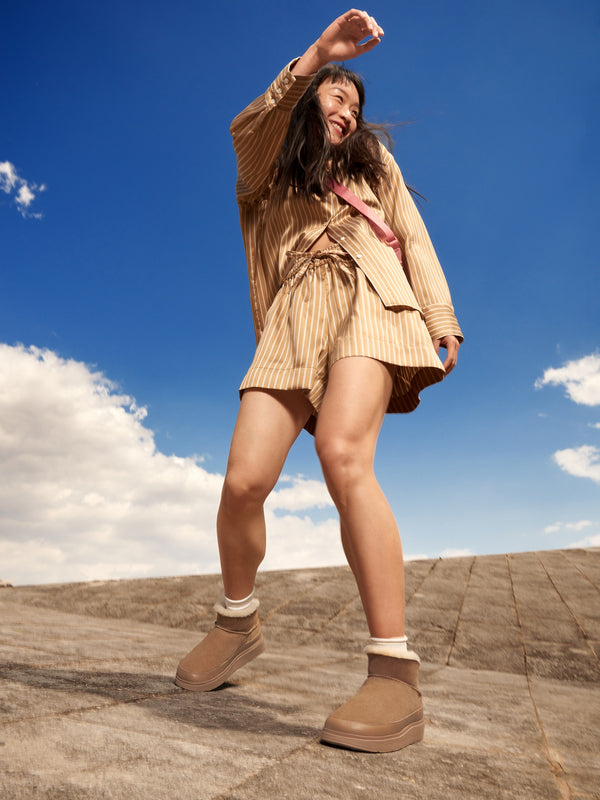 Gen-FF Desert Tan Ultra Mini Double-Faced Shearling Ankle Boots