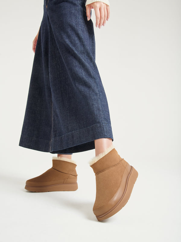 Gen-FF Desert Tan Ultra Mini Double-Faced Shearling Ankle Boots