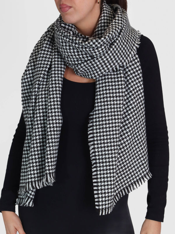 Multicoloured Houndstooth Cashmere Blend Wrap