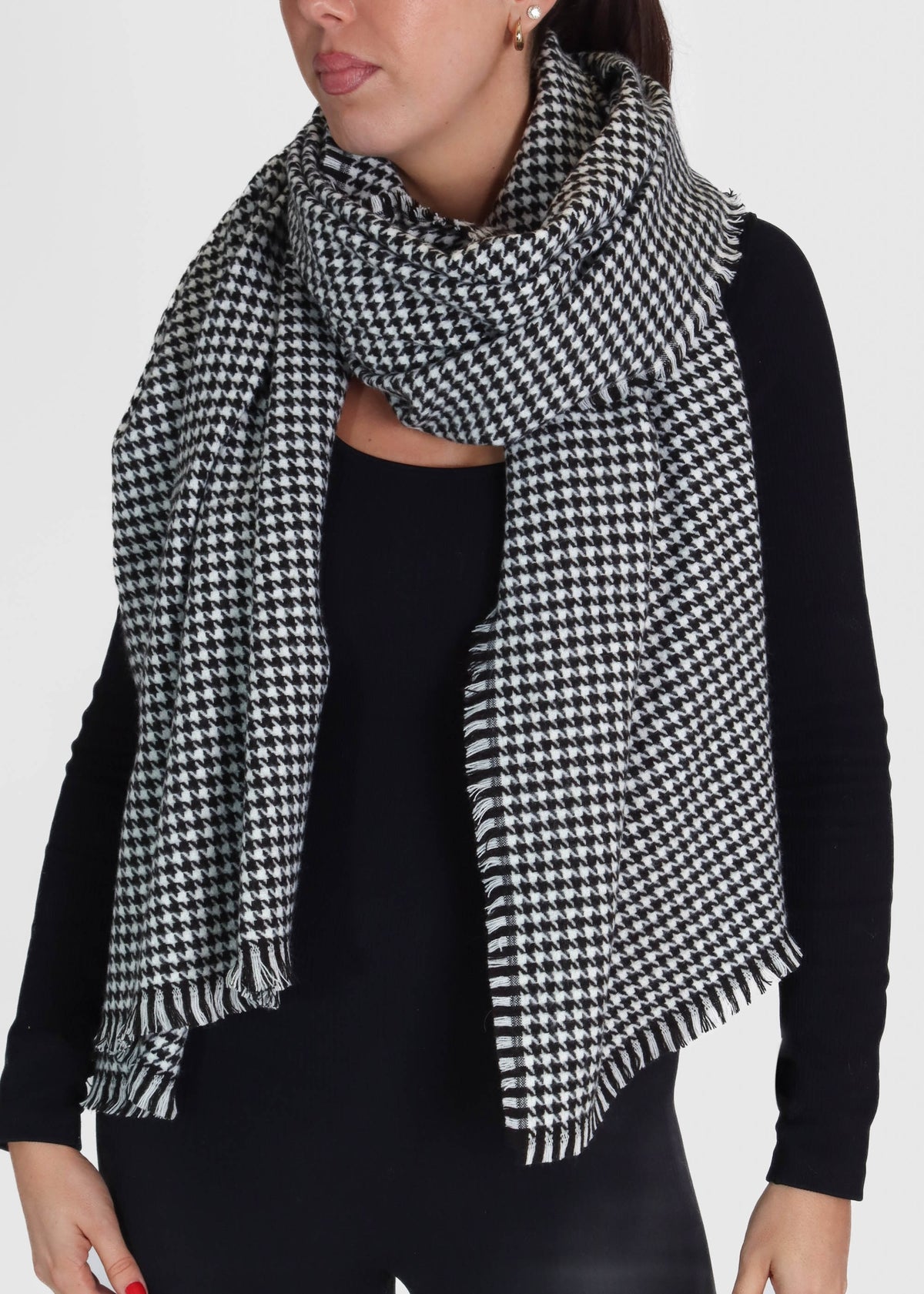 Multicoloured Houndstooth Cashmere Blend Wrap