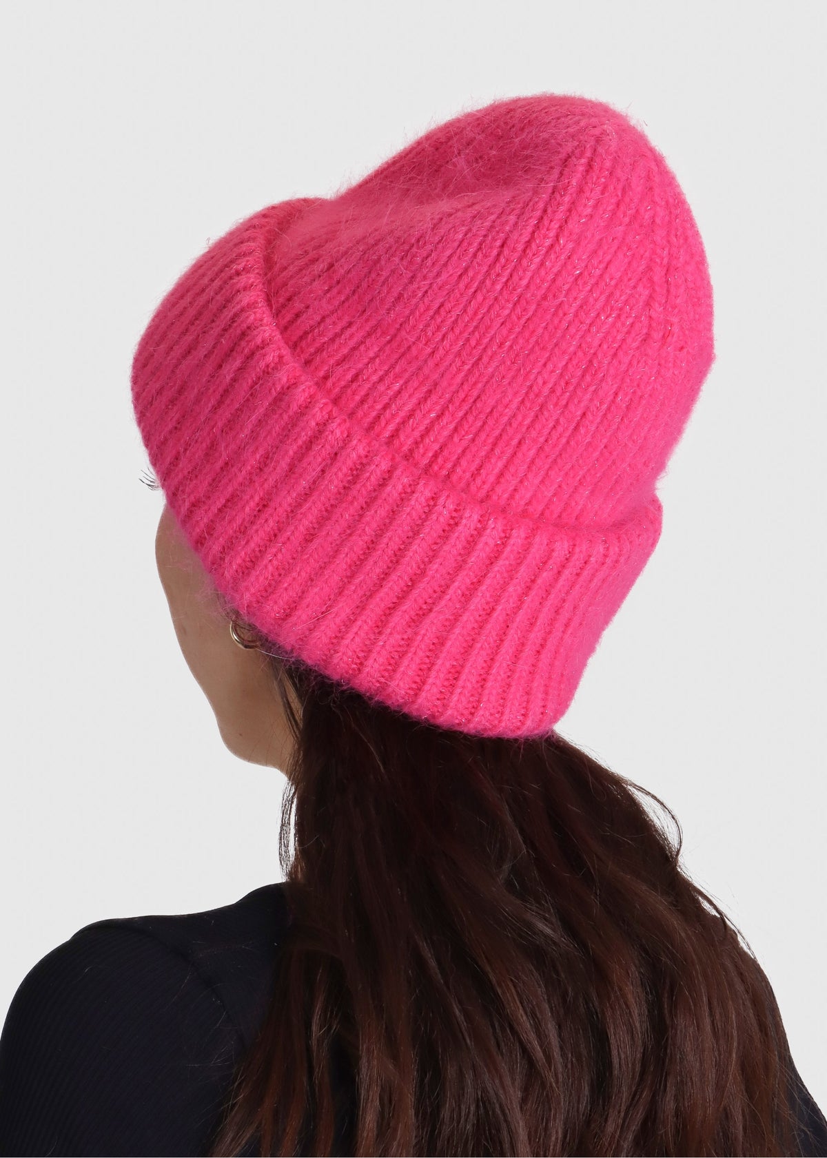 Pink Cashmere Blend Beanie Hat