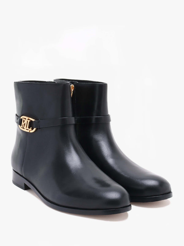 Briela Black Leather Ankle Boots