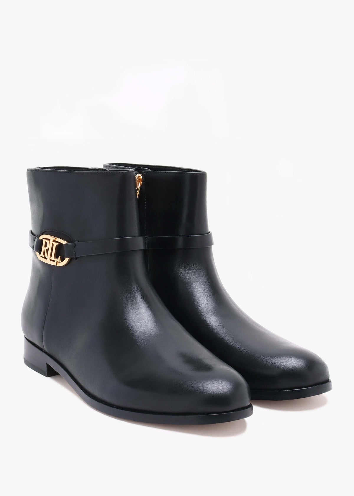 Briela Black Leather Ankle Boots