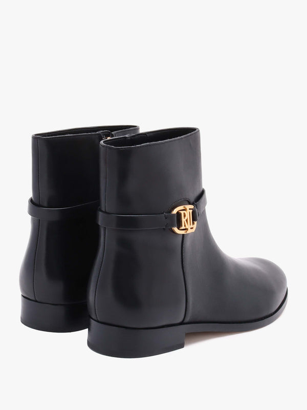 Briela Black Leather Ankle Boots
