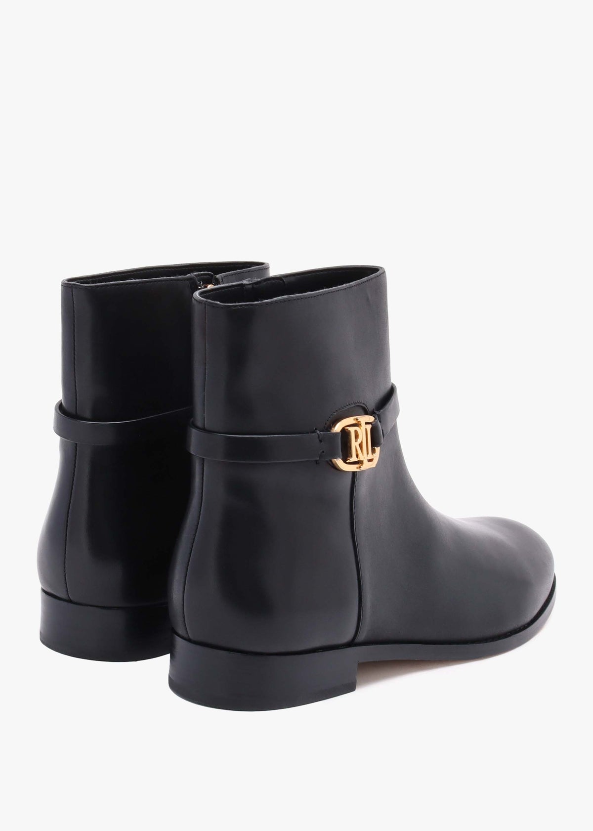 Briela Black Leather Ankle Boots
