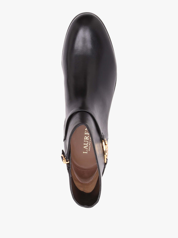 Briela Black Leather Ankle Boots