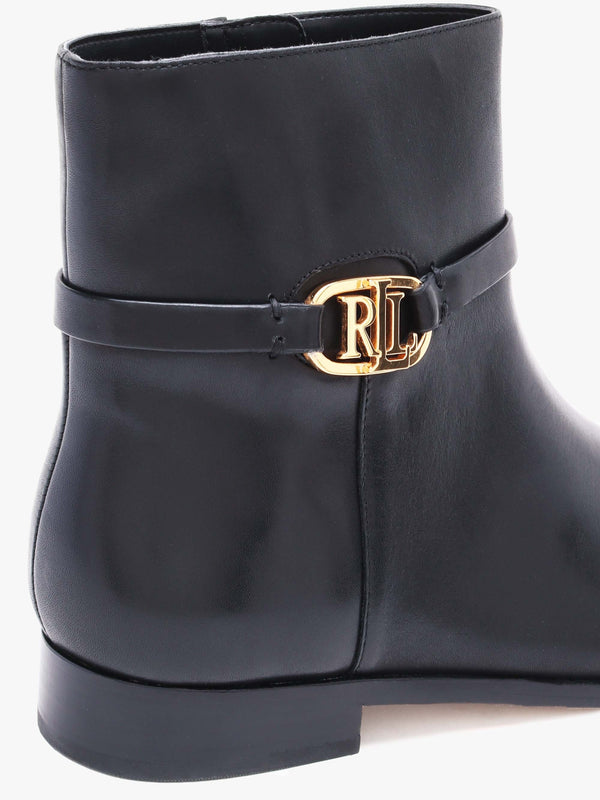 Briela Black Leather Ankle Boots