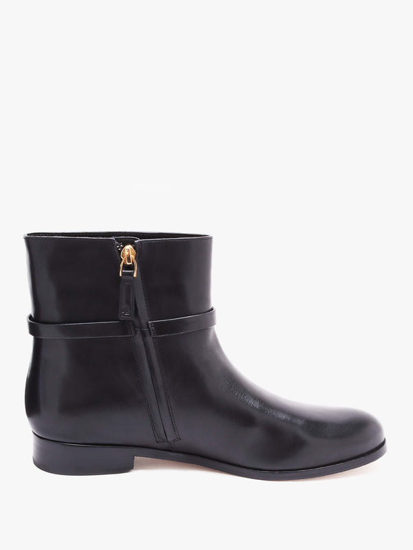 Briela Black Leather Ankle Boots