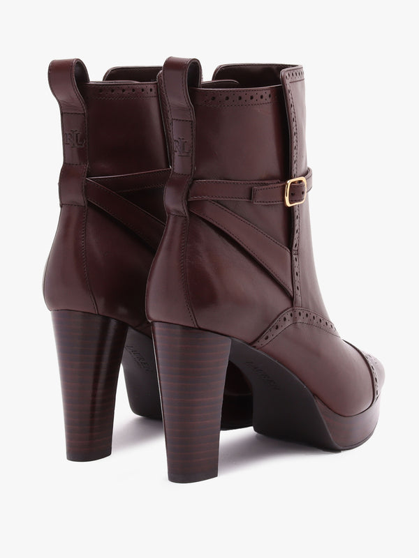 McKinsey Brown Leather Platform High Heel Ankle Boots