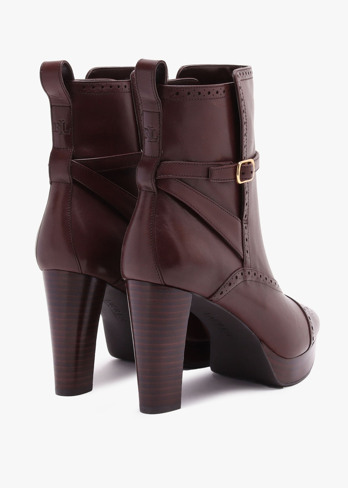 McKinsey Brown Leather Platform High Heel Ankle Boots
