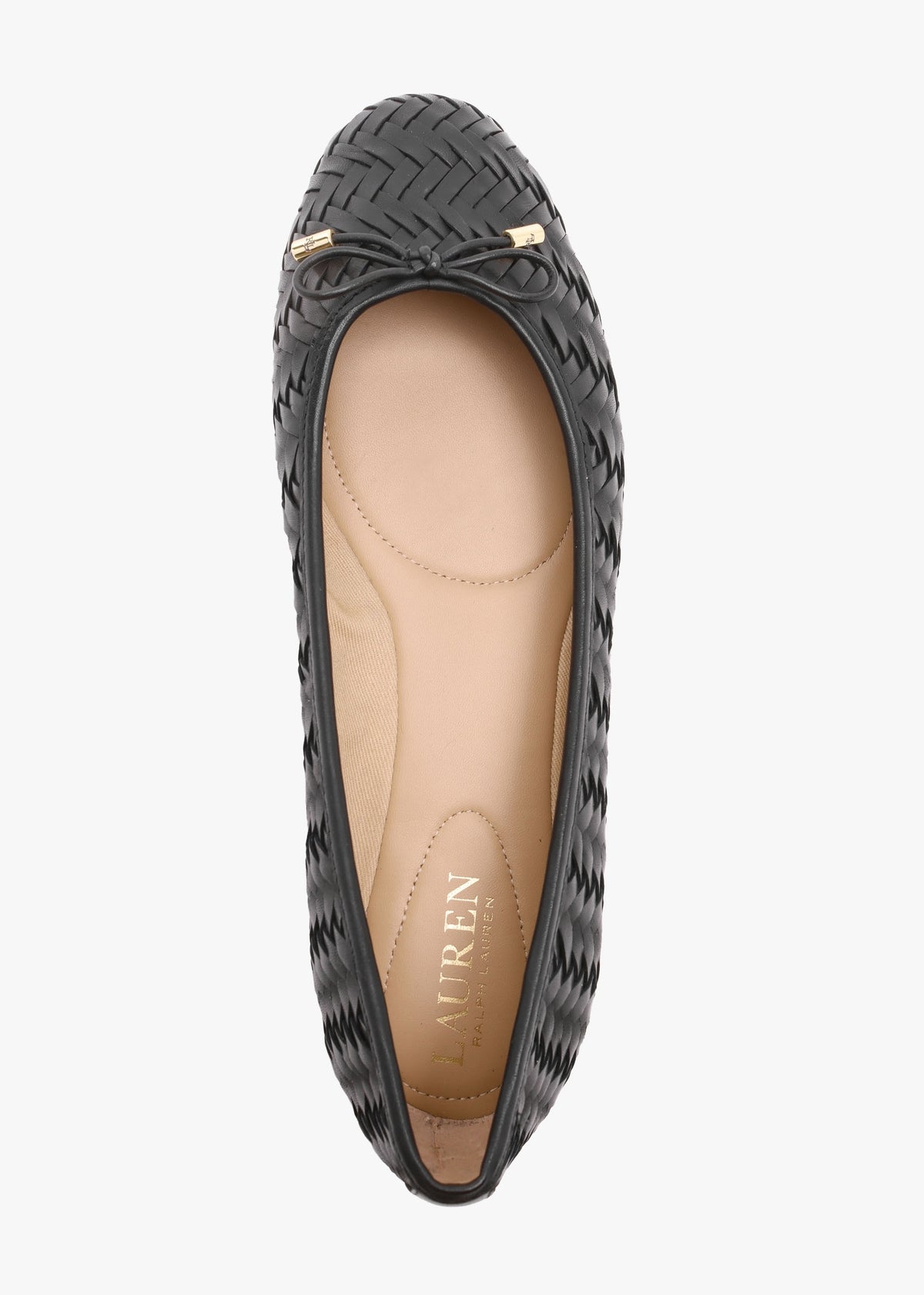 Jayna Black Leather Woven Ballet Pumps