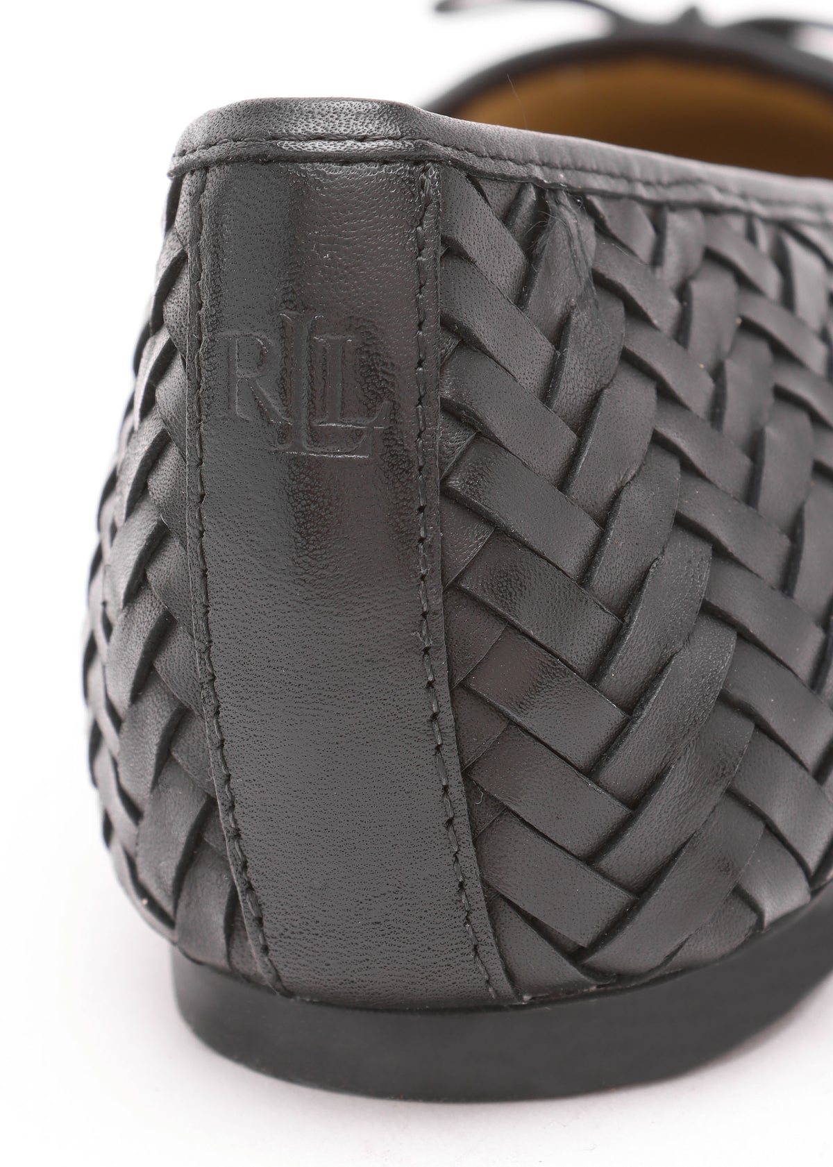 Jayna Black Leather Woven Ballet Pumps
