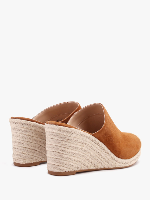 Pennie Brown Suede Blackless Wedge Espadrilles