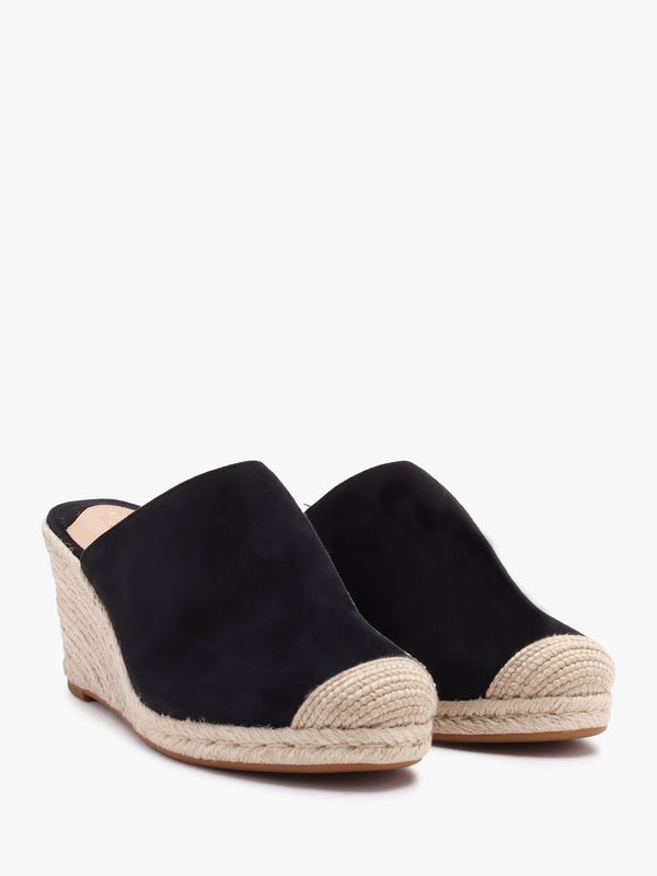 Pennie Black Suede Blackless Wedge Espadrilles