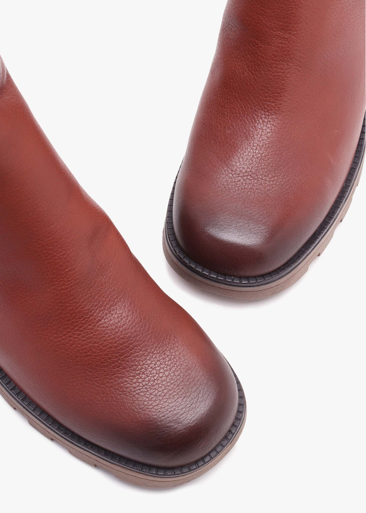 Tan Leather Block Heel Chelsea Boots