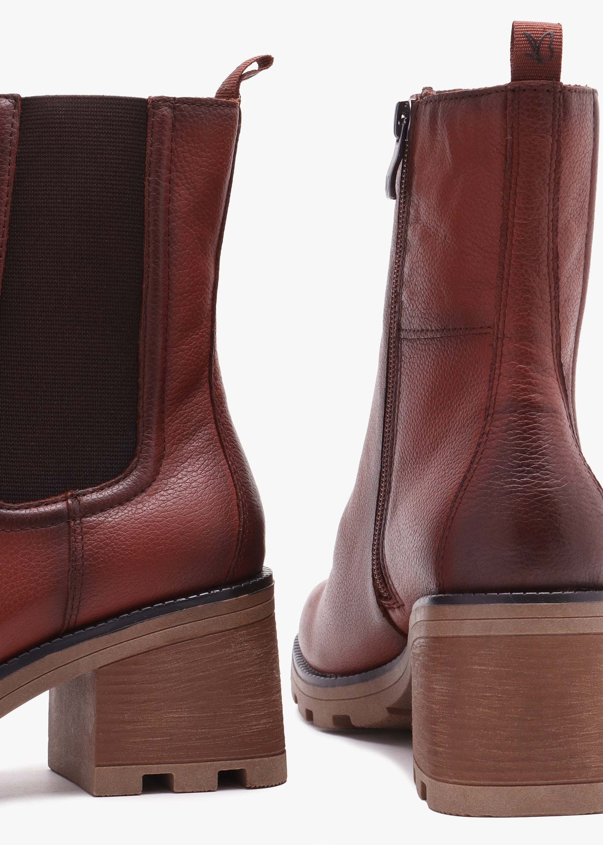 Tan Leather Block Heel Chelsea Boots