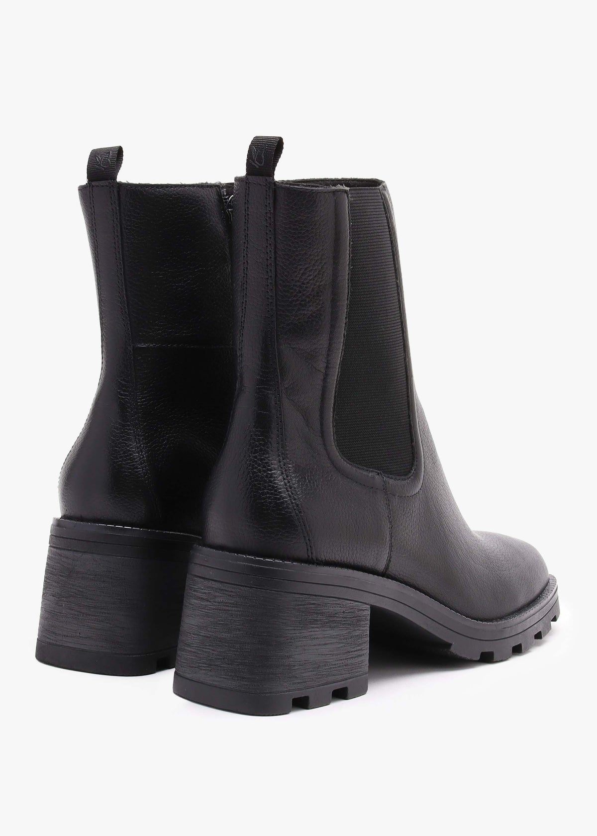 Black Pebbled Leather Block Heel Chelsea Boots