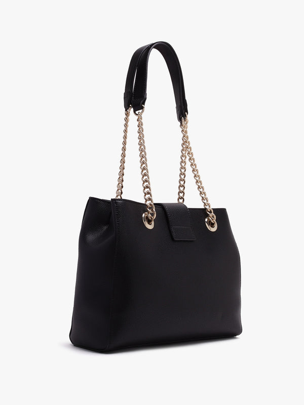Divina Black Pebbled Tote Bag