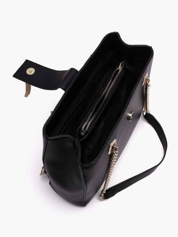 Divina Black Pebbled Tote Bag