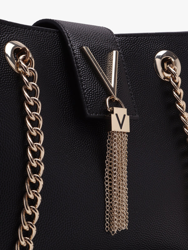 Divina Black Pebbled Tote Bag