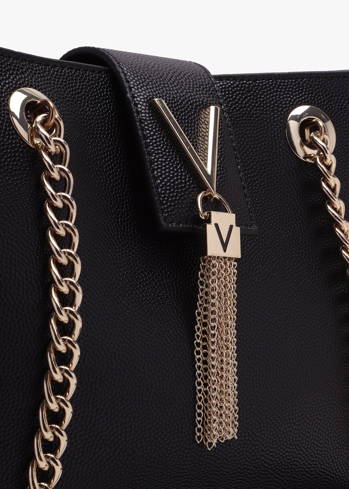 Divina Black Pebbled Tote Bag