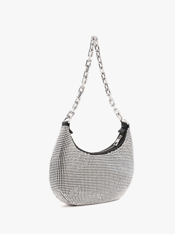 The Rhinestone Small Crystals Curve Shoulder Bag