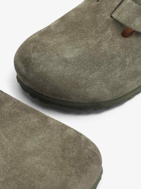Boston Thyme Suede Leather Thyme Clogs