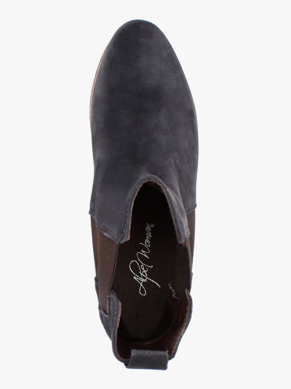Alpaca Navy Suede Wedge Ankle Boots