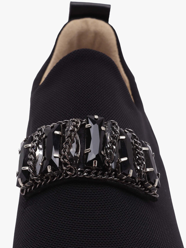Carnation Black Jewelled Slip On Slab Trainers